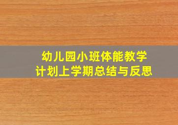 幼儿园小班体能教学计划上学期总结与反思