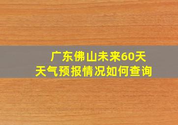 广东佛山未来60天天气预报情况如何查询