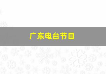 广东电台节目