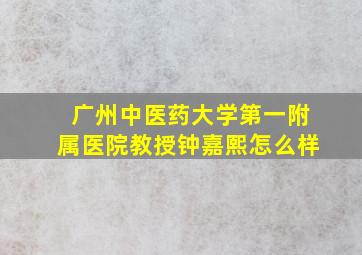 广州中医药大学第一附属医院教授钟嘉熙怎么样