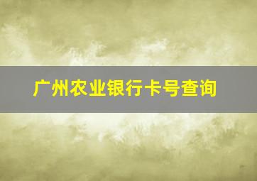 广州农业银行卡号查询