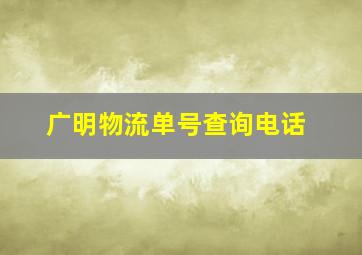 广明物流单号查询电话