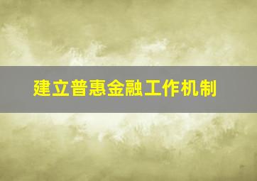 建立普惠金融工作机制