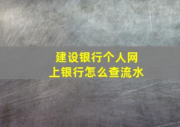 建设银行个人网上银行怎么查流水