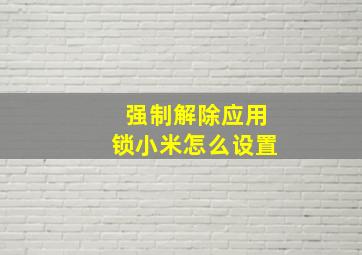 强制解除应用锁小米怎么设置