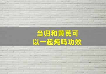 当归和黄芪可以一起炖吗功效