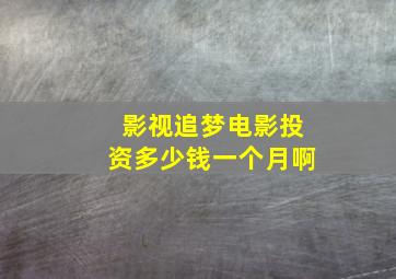 影视追梦电影投资多少钱一个月啊