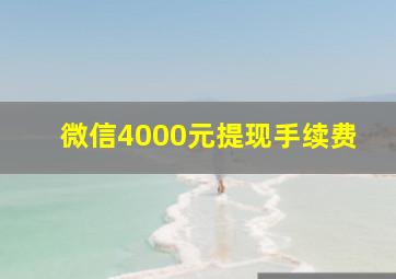 微信4000元提现手续费