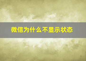 微信为什么不显示状态