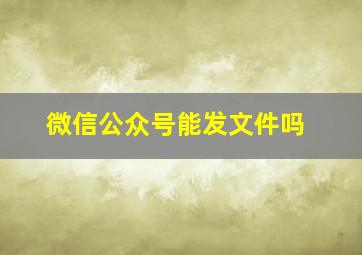 微信公众号能发文件吗