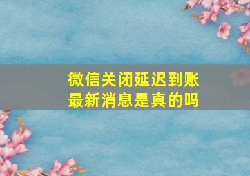 微信关闭延迟到账最新消息是真的吗