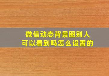 微信动态背景图别人可以看到吗怎么设置的