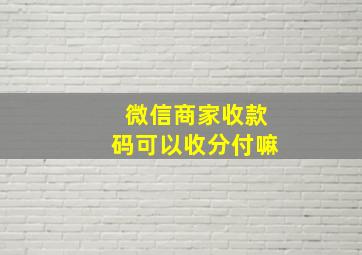 微信商家收款码可以收分付嘛