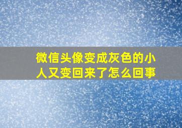 微信头像变成灰色的小人又变回来了怎么回事