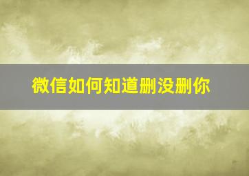 微信如何知道删没删你