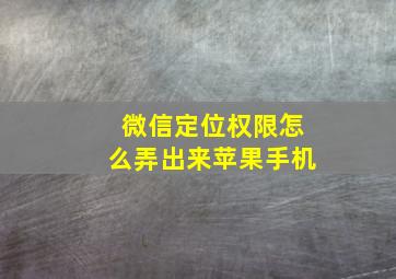 微信定位权限怎么弄出来苹果手机