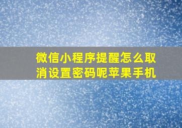 微信小程序提醒怎么取消设置密码呢苹果手机