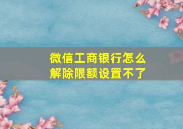 微信工商银行怎么解除限额设置不了