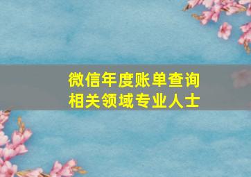 微信年度账单查询相关领域专业人士