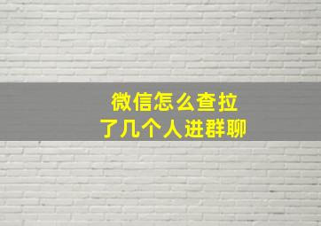 微信怎么查拉了几个人进群聊