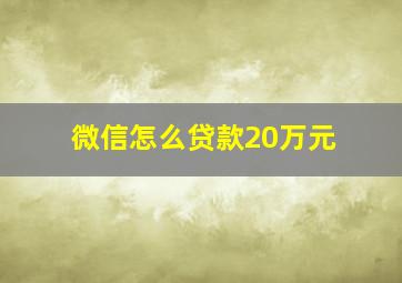 微信怎么贷款20万元