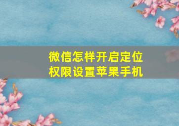 微信怎样开启定位权限设置苹果手机