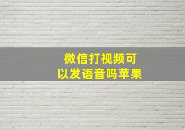 微信打视频可以发语音吗苹果