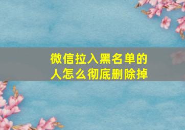 微信拉入黑名单的人怎么彻底删除掉