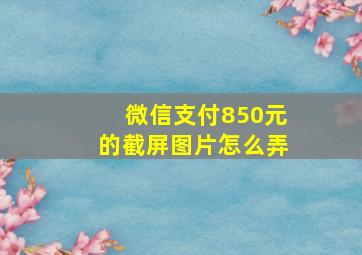 微信支付850元的截屏图片怎么弄