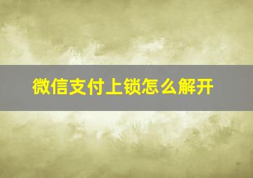 微信支付上锁怎么解开