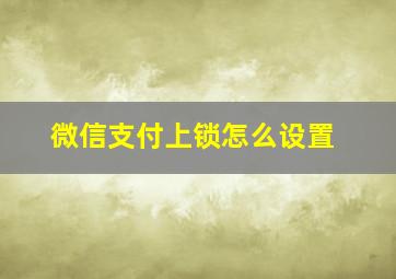 微信支付上锁怎么设置