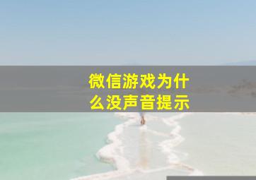 微信游戏为什么没声音提示