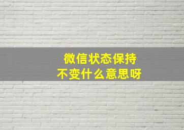 微信状态保持不变什么意思呀