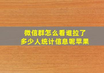 微信群怎么看谁拉了多少人统计信息呢苹果