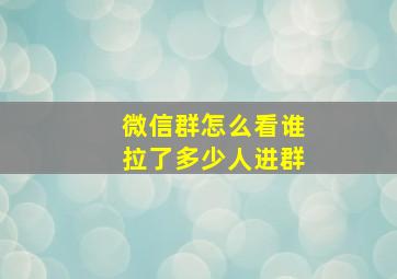 微信群怎么看谁拉了多少人进群