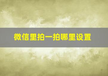 微信里拍一拍哪里设置