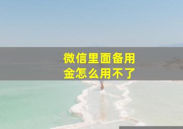 微信里面备用金怎么用不了