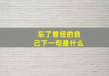 忘了曾经的自己下一句是什么