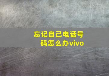 忘记自己电话号码怎么办vivo