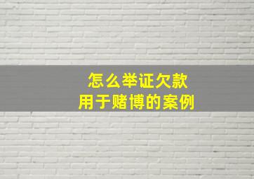 怎么举证欠款用于赌博的案例