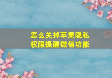 怎么关掉苹果隐私权限提醒微信功能