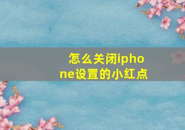 怎么关闭iphone设置的小红点