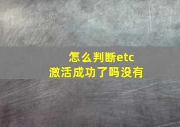 怎么判断etc激活成功了吗没有