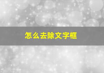 怎么去除文字框