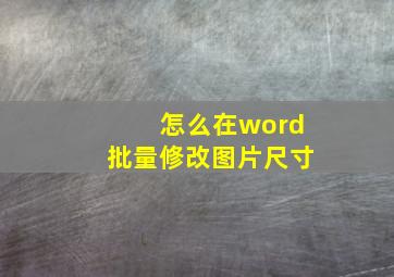 怎么在word批量修改图片尺寸