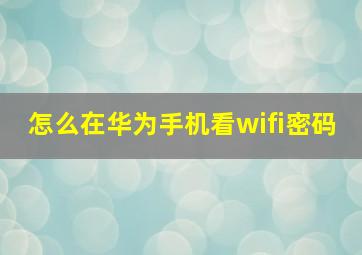 怎么在华为手机看wifi密码