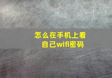 怎么在手机上看自己wifi密码