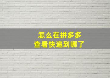 怎么在拼多多查看快递到哪了