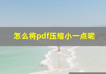 怎么将pdf压缩小一点呢