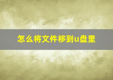 怎么将文件移到u盘里